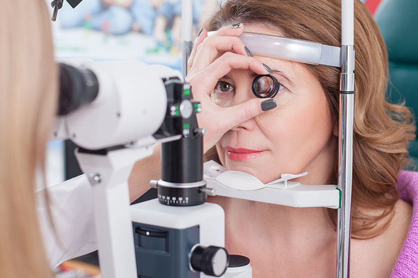 Woman getting an eye check up