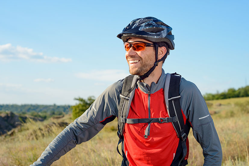 Man wearing high performance sports lenses