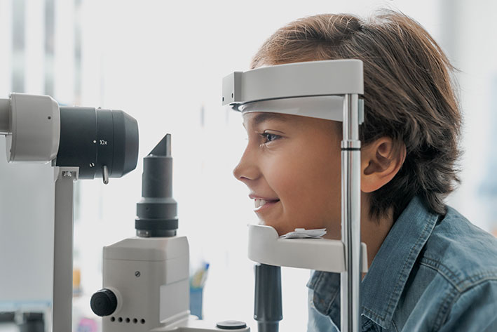 Young boy having an eye exam